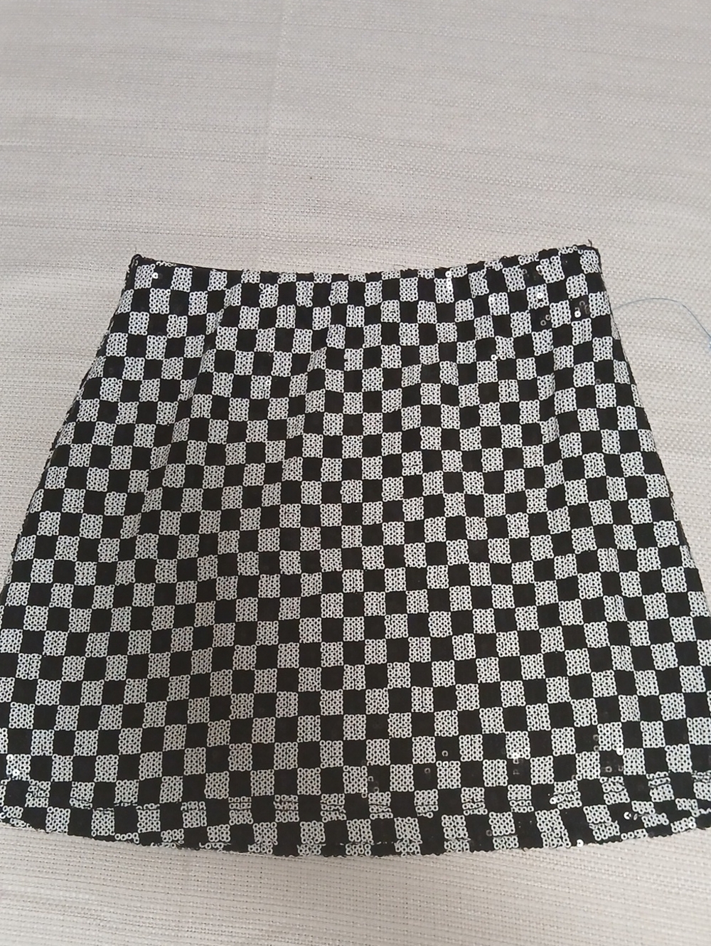 Black & White Checkerboard Mini Skirt - Unbranded